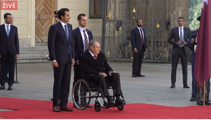 Prezident Miloš Zeman přivítal na Pražském hradě emíra z Kataru (5. 10. 2022).