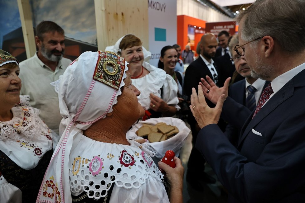 Premiér Petr Fiala na agrosalonu Země živitelka. (24.8.2023)