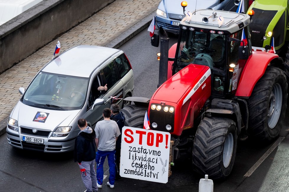 Protest zemědělců v Praze (19.2.2024)