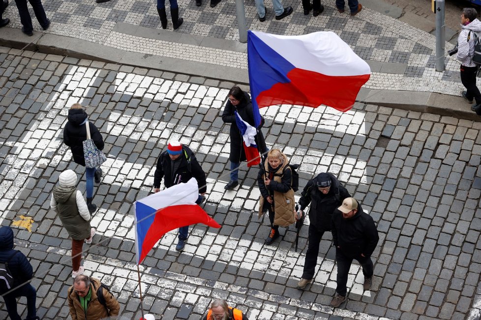 Protest zemědělců na Malostranském náměstí v Praze (19.2.2024)