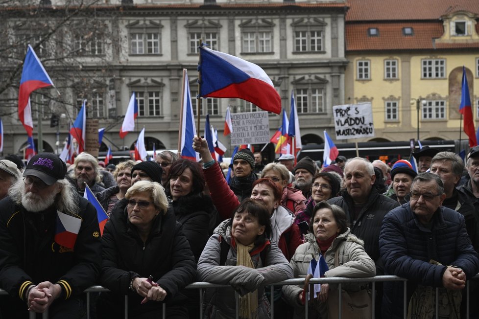 Protest zemědělců na Malostranském náměstí v Praze (19.2.2024)