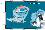 Mapa vědců z NASA ukazuje, jak série tří zemětřesení pohnula ostrovem Lombok.