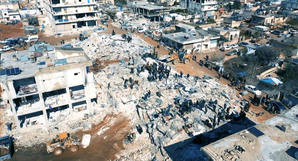 Zkáza města Aleppo v Sýrii.