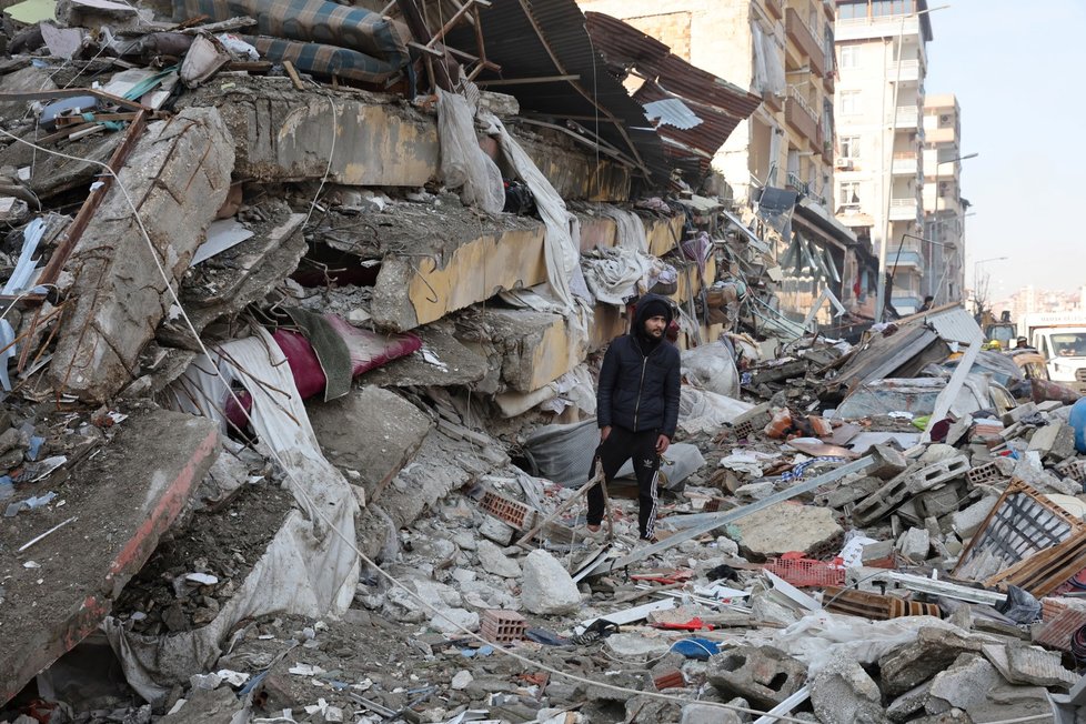 Následky ničivého zemětřesení v turecké provincii Hatay. (8.2.2023)