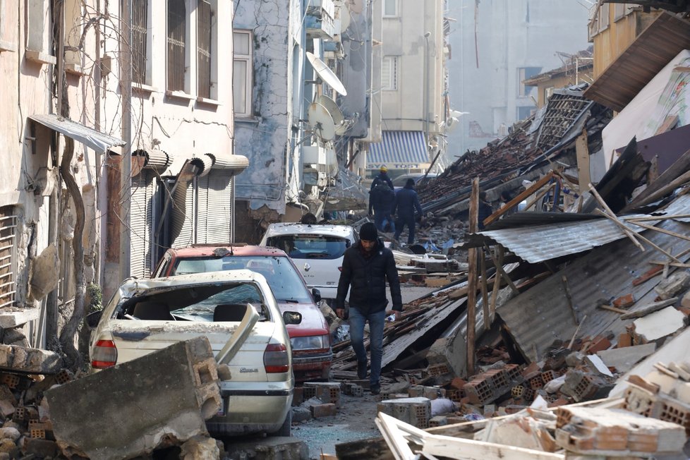 Následky ničivého zemětřesení v turecké provincii Hatay (8. 2. 2023)