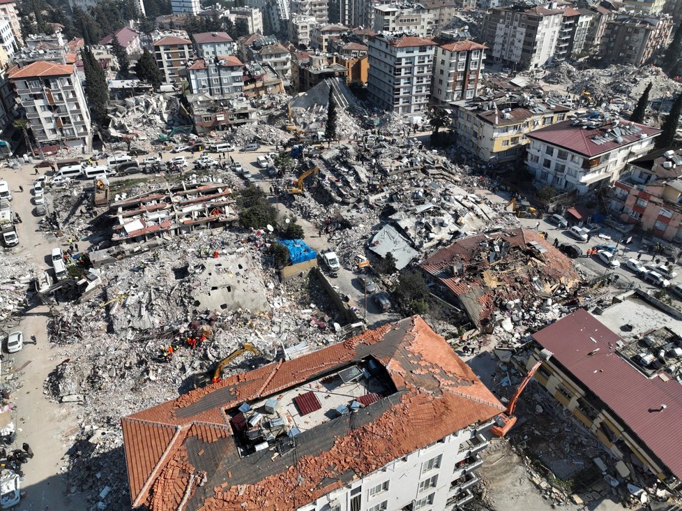 Následky ničivého zemětřesení v turecké provincii Hatay. (10.2.2023)