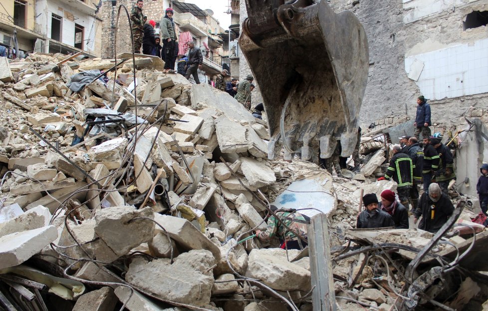 Následky zemětřesení v syrském Aleppu (6. 2. 2023)