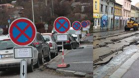 Rekonstrukce Zenklovy ulice vstoupila do zásadní fáze, u úřadu stojí "les dopravních značek".