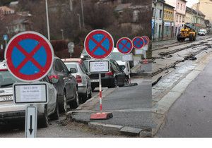 Rekonstrukce Zenklovy ulice vstoupila do zásadní fáze, u úřadu stojí "les dopravních značek".