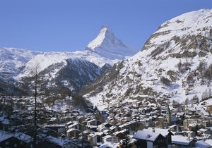 Švýcarská horská vesnice Zermatt.
