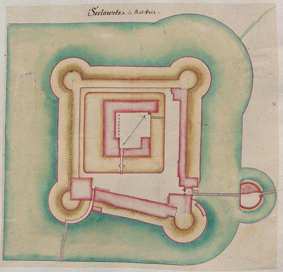 Plán židlochovického zámku z počátku 18. století.