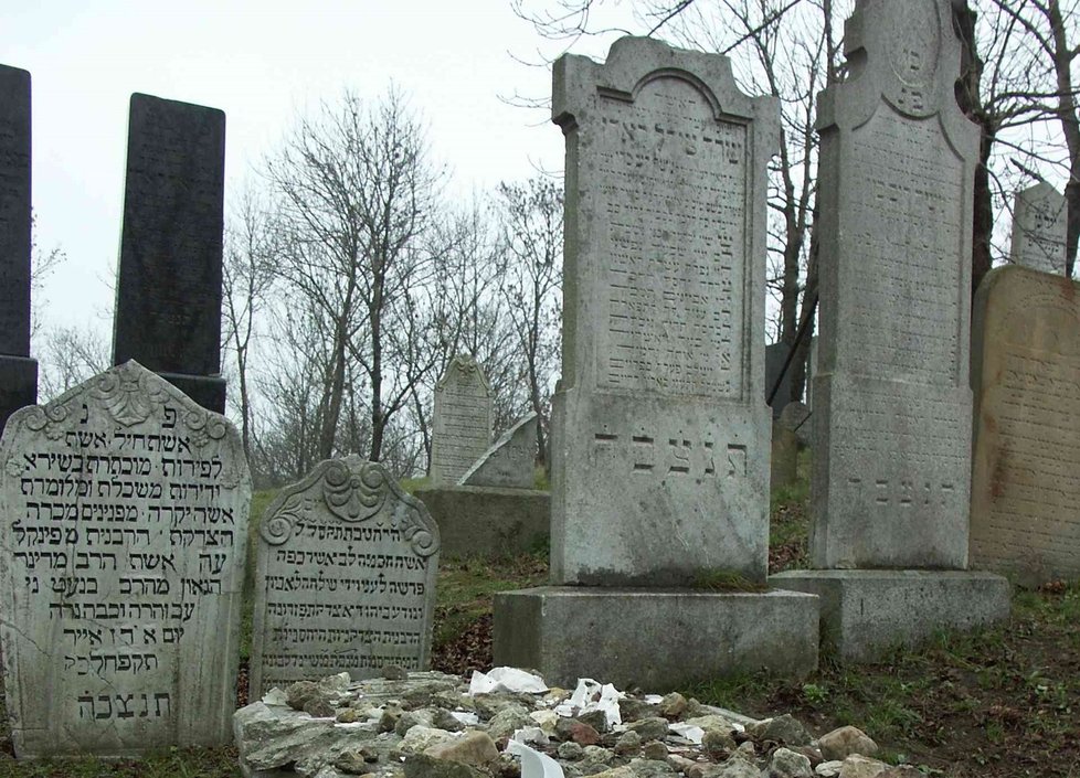 Návštěvnici židovského hřbitova zavalil náhrobní kámen.