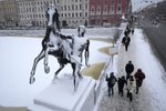 Zima v ruském Petrohradě (9. leden 2024)