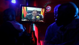 Prezident Zimbabwe Robert Mugabe v televizním vystoupení