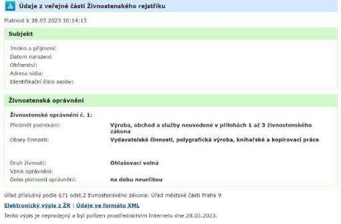 Živnostenský rejstřík Živnostenský rejstřík