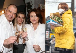 Zlata Adamovská s Petrem Štěpánkem v den svých 62. narozenin.