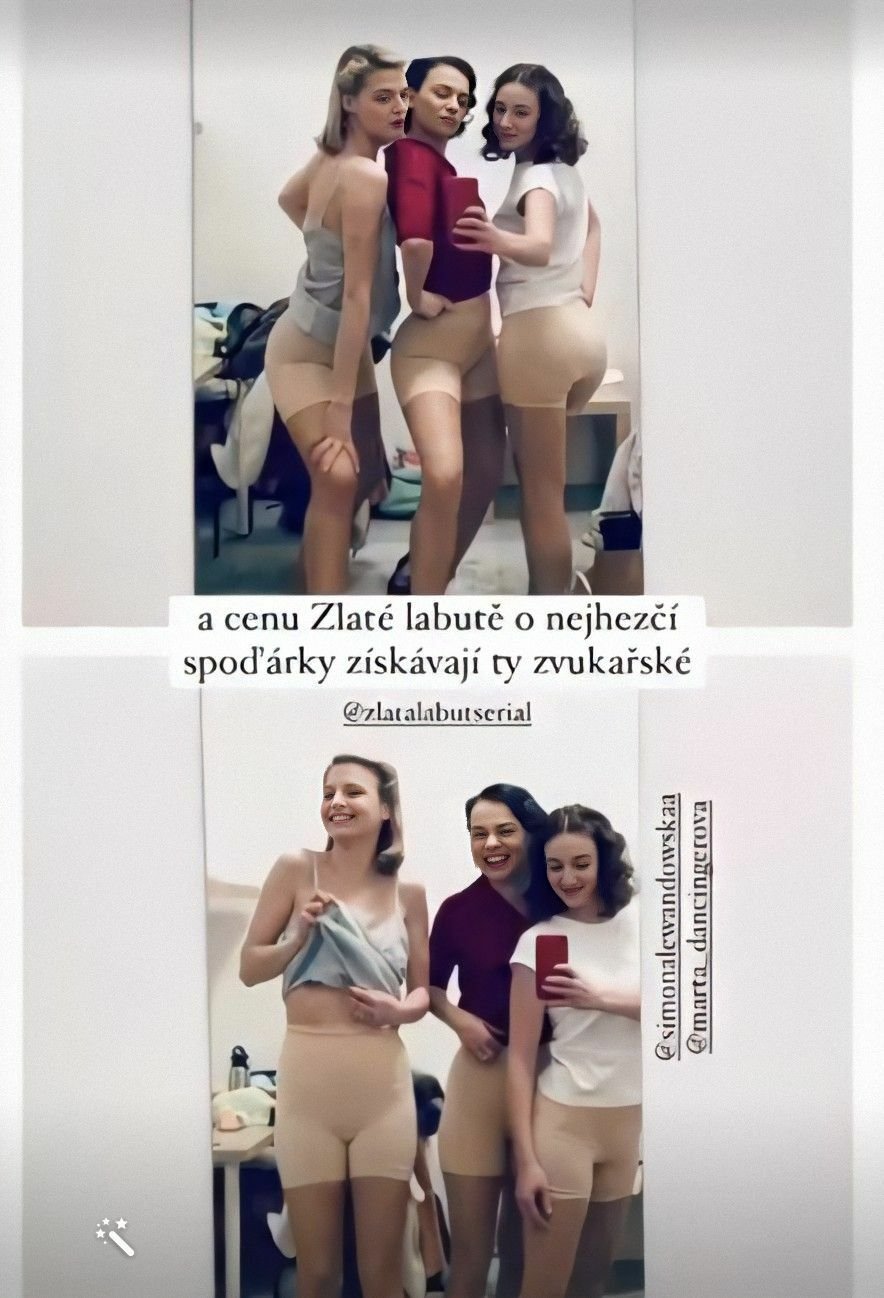 Simona Lewandowská, Beáta Kaňoková a Marta Dancingerová ze Zlaté labutě ukázaly kalhotky.