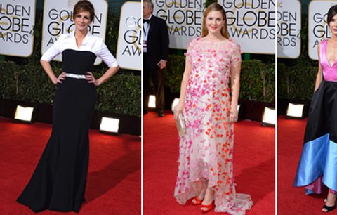 Přehlídka luxusu na Zlatých Glóbech: Černobílá Pretty Woman, těhotná Drew Barrymore a Sandra Bullock jako papoušek!