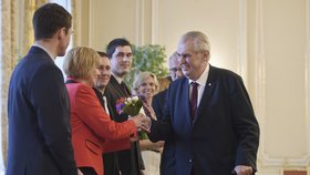 S finalisty soutěže Zlatý Ámos se setkal i prezident Miloš Zeman.