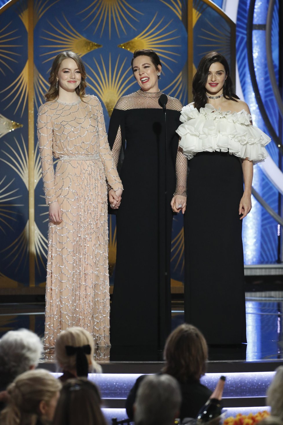 Emma Stone, Olivia Colman a Rachel Weisz