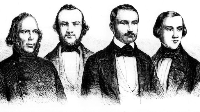 Účastníci expedice do centrální Afriky: zleva James Richardson, Adolf Overweg, Heinrich Barth a Eduard Vogel. Účastníci expedice do centrální Afriky: zleva James Richardson, Adolf Overweg, Heinrich Barth a Eduard Vogel.