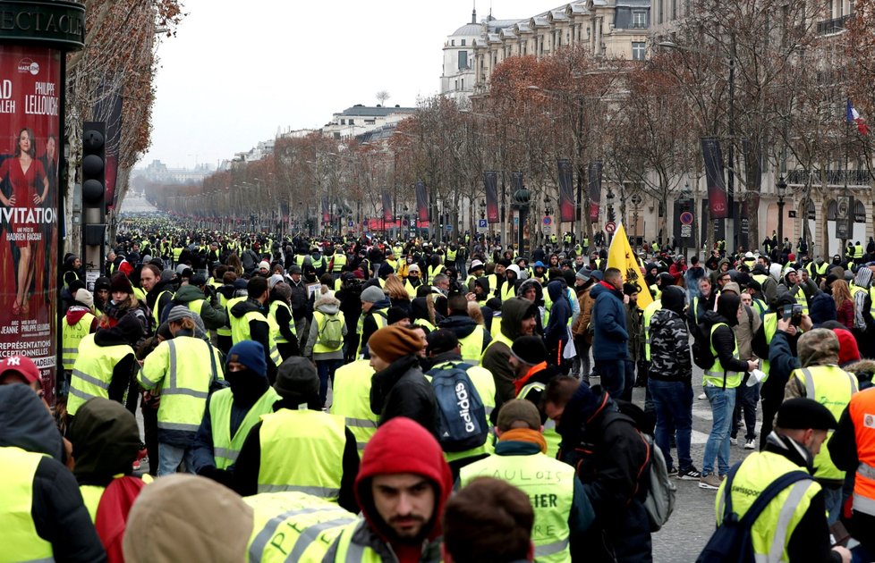 Protesty takzvaných žlutých vest v Paříži (15.12.2018)