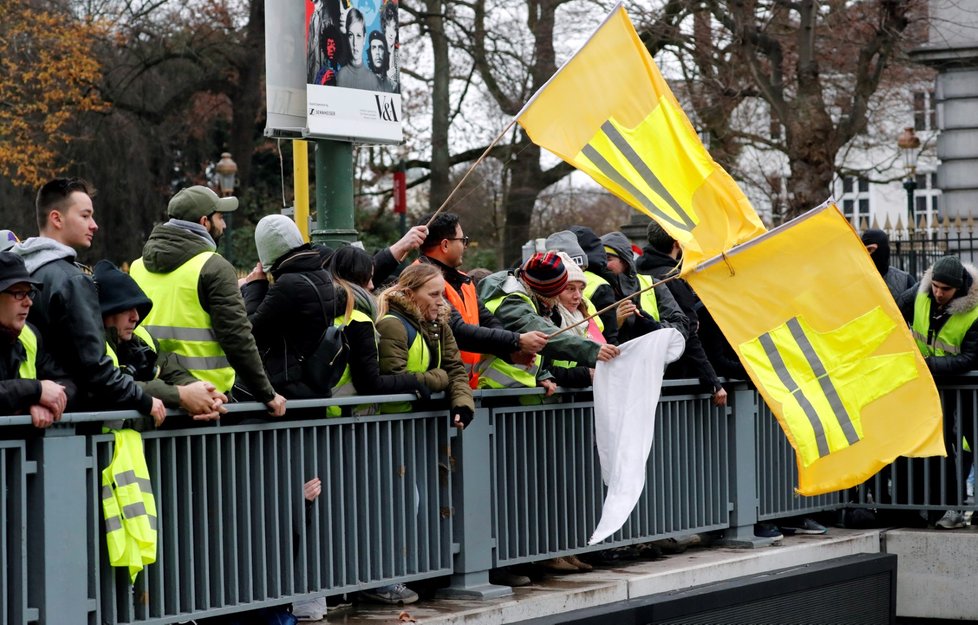 Protesty inspirované francouzským hnutím „žlutých vest“ v Bruselu (8. 12. 2018)