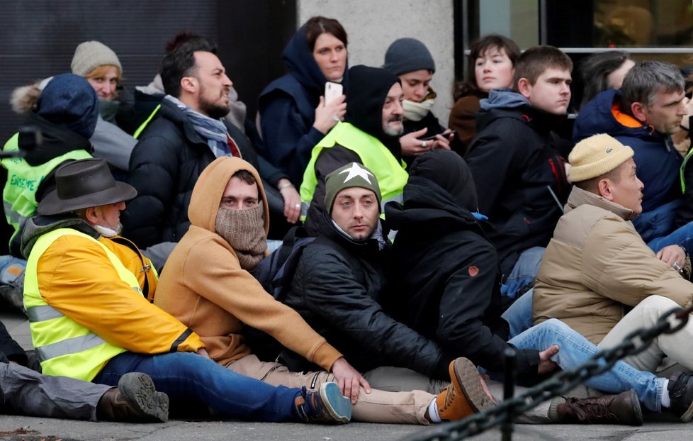 Protesty inspirované francouzským hnutím „žlutých vest“ v Bruselu (8.12.2018)