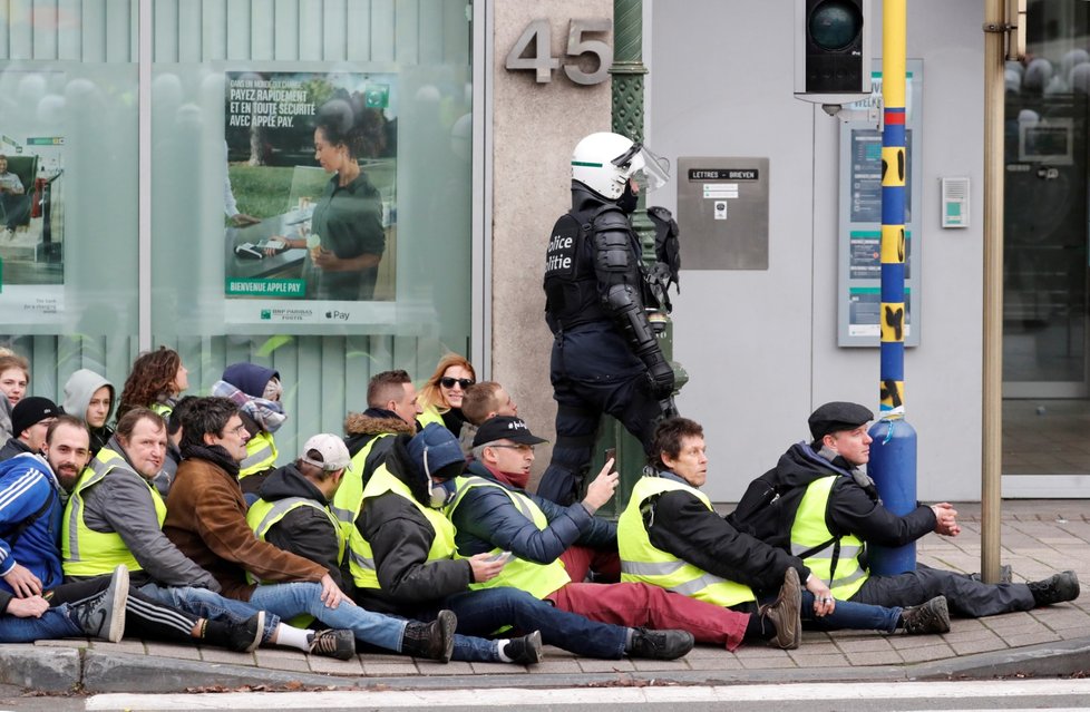 Protesty inspirované francouzským hnutím „žlutých vest“ v Bruselu (8.12.2018)