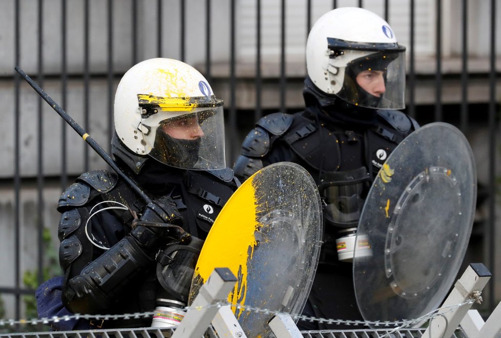 Protesty inspirované francouzským hnutím „žlutých vest“ v Bruselu (8.12.2018)