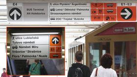 Pražané si pomalu zvykají na nové navigační cedule v metru. Místy připomínají značení jako u dálnic.