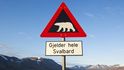 značka v Norsku upozorňuje, že se na silnici můžete setkat s ledním medvědem