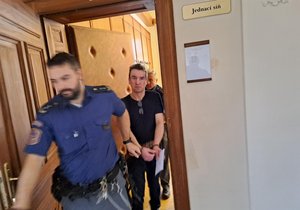 Eskorta vede Romana Martince (51) ze soudní síně Krajského soudu v Brně. Znásilňovač dvou žen vyfasoval tři roky vězení.