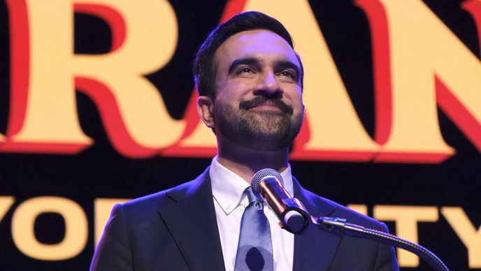 Zohran Mamdani hovoří na svém volebním večírku po vítězství ve volbách starosty New Yorku v roce 2025 4. listopadu 2025 v New Yorku. Zohran Mamdani hovoří na svém volebním večírku po vítězství ve volbách starosty New Yorku v roce 2025 4. listopadu 2025 v New Yorku.