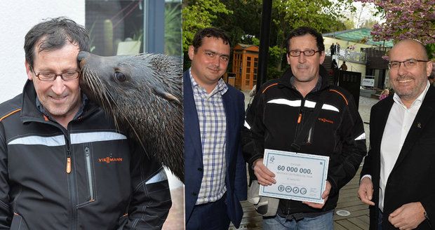 Skladník Vlastimil dostal i pusu od lachtana. Stal se 60miliontým návštěvníkem zoo