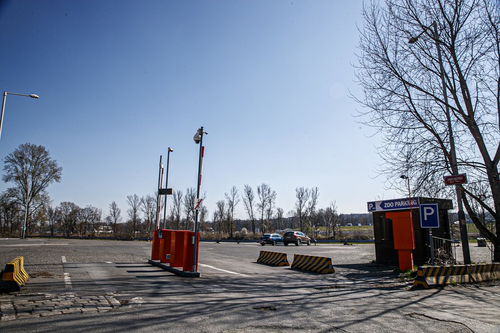 Parkoviště a prostory před zoologickou zahradou, kde jinde bývá celkem rušno, zejí od poloviny března prázdnotou. Zoo Praha je totiž z důvodu nouzového stavu, vyhlášeného vládou ČR zavřená.