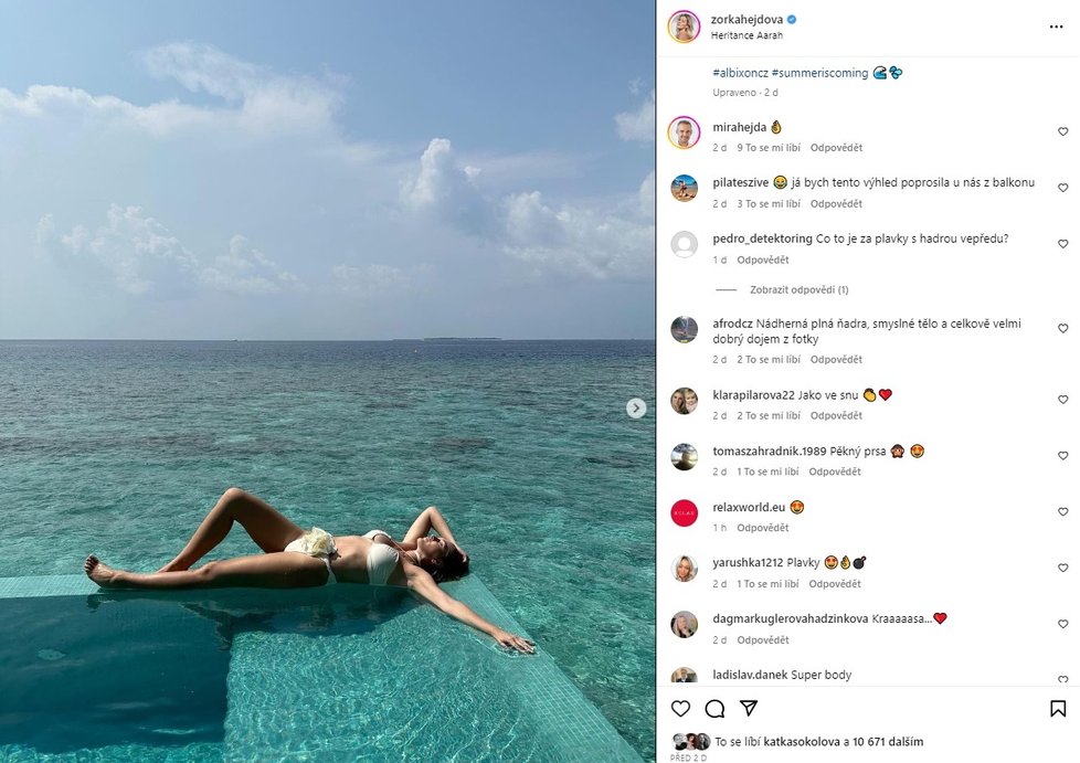 Zorka Hejdová si užívá na dovolené.