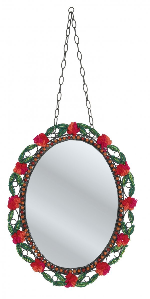 Oválné zrcadlo Ponpon s dekorativním květinovým rámem se hodí do předsíně i obývacího pokoje, 1990 Kč, Kare design