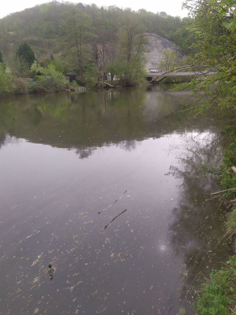 Místo nálezu těla v řece Svratce poblíž Kamenomlýnského mostu v Brně-Jundrově.