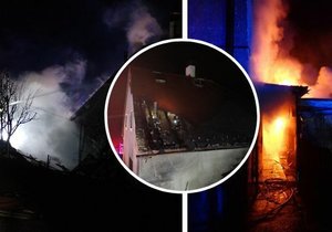 Požár rodinného domu v Zubří na Vsetínsku. (4.12.2022)