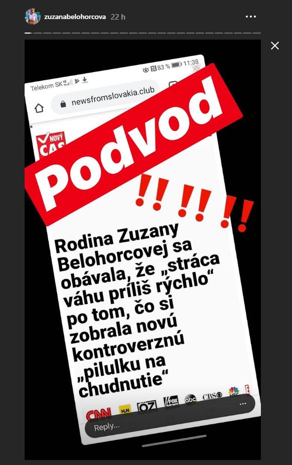 Zuzanu Belohorcovou zneužili k lživé reklamě.