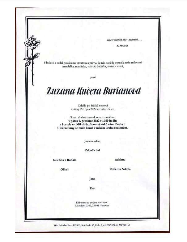 Co prozradilo parte Zuzany Burianové?