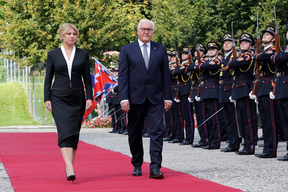 V Hanečkových šatech hostila Čaputová německého prezidenta Franka Waltera Steinmeiera.