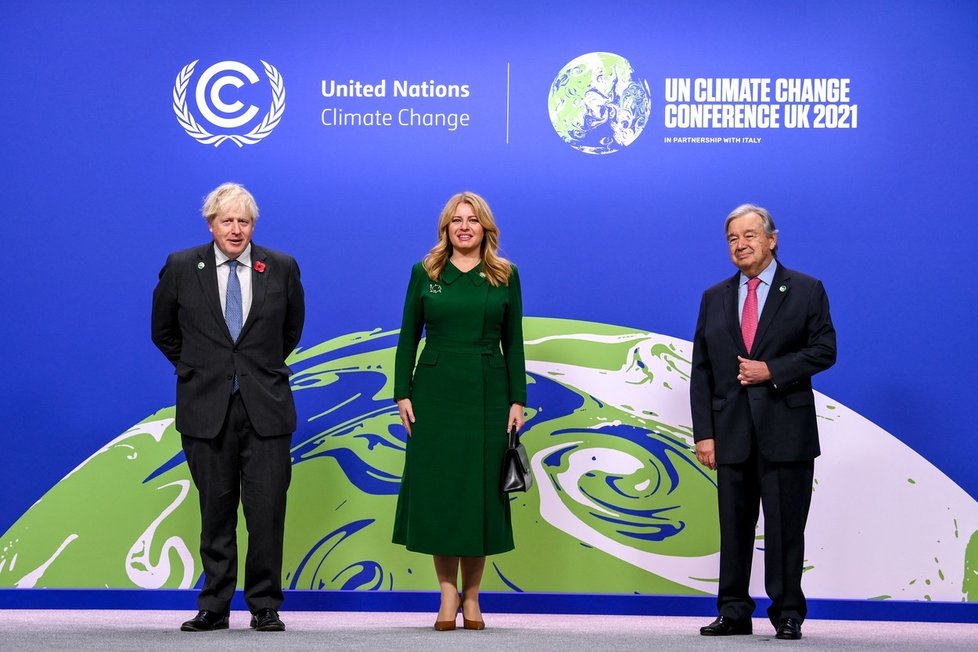 Klimatická konference v Glasgow: Zuzana Čaputová, Boris Johnson a Antonio Guterres