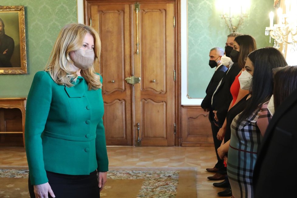 Slovenská prezidentka Zuzana Čaputová během koronakrize v dubnu 2021