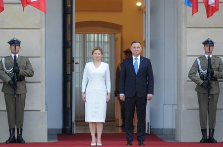 Zuzana Čaputová s Andrzejem Dudou při návštěvě Polska