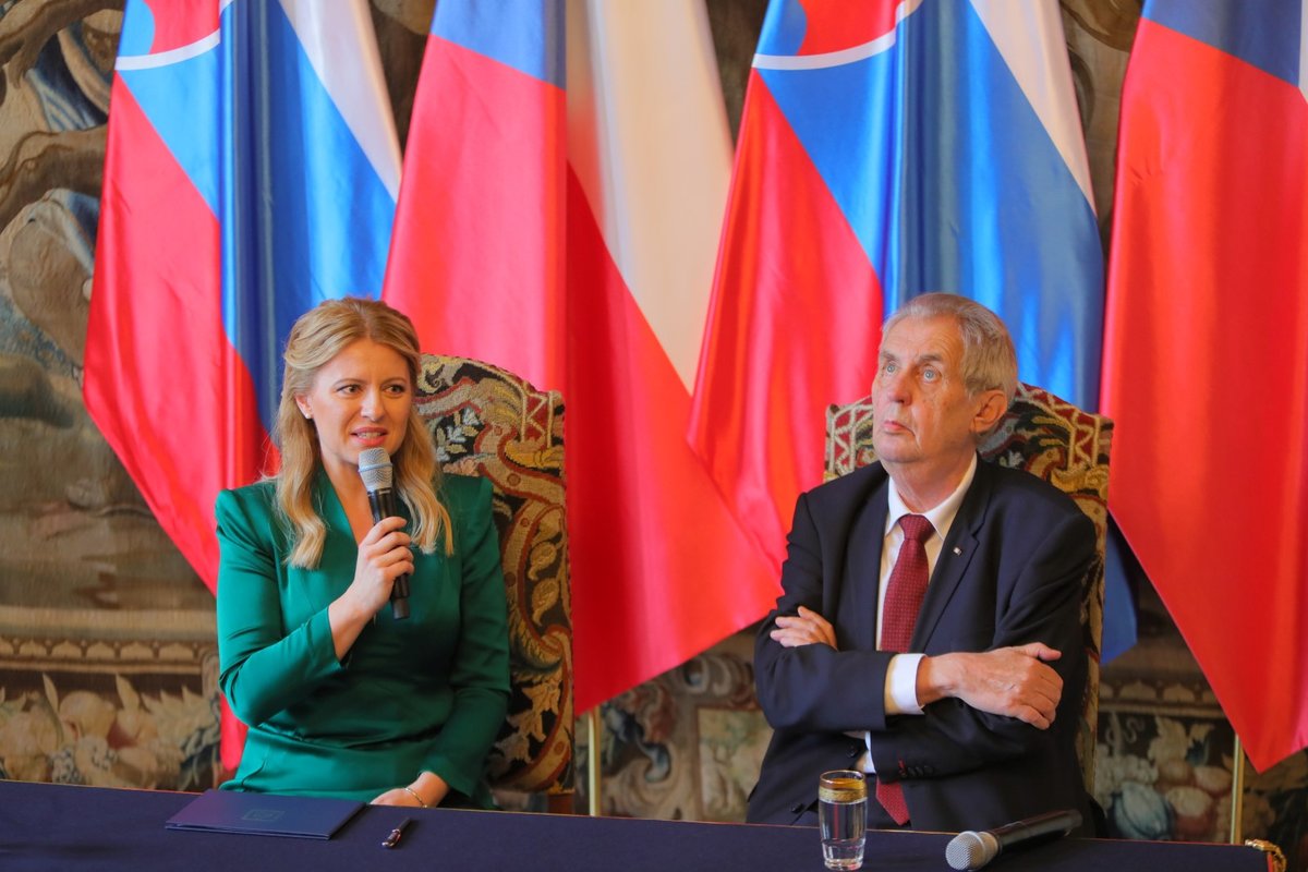 První oficiální návštěva prezidentky Slovenska v ČR (20.6.2019). Zuzana Čaputová s Milošem Zemanem