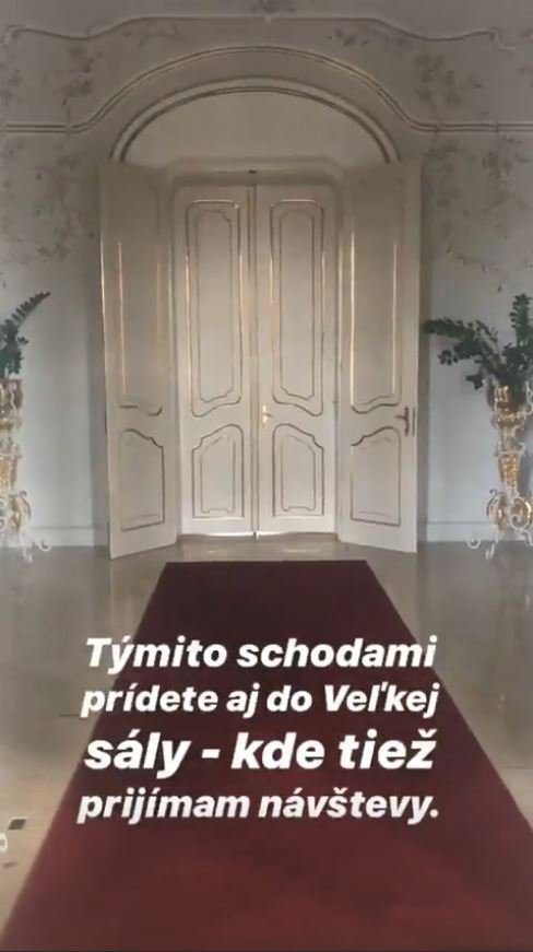 Slovenská prezidentka Zuzana Čaputová udělala virtuální prohlídku Grasalkovičova paláce (31. 7. 2019)