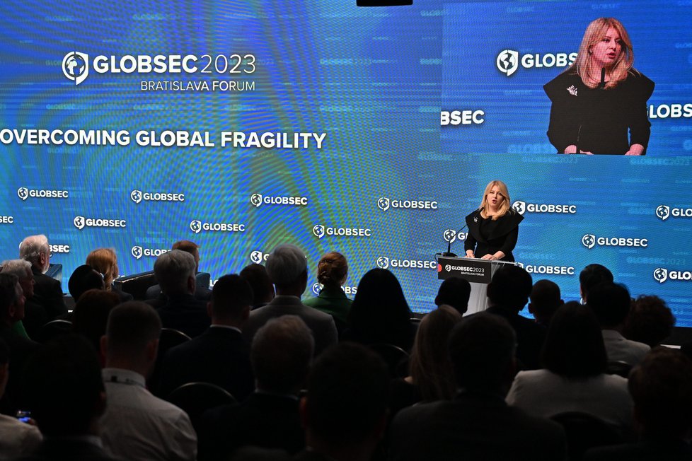 Slovenská prezidentka Čaputová na konferenci Globec v Bratislavě (29.5.2023)