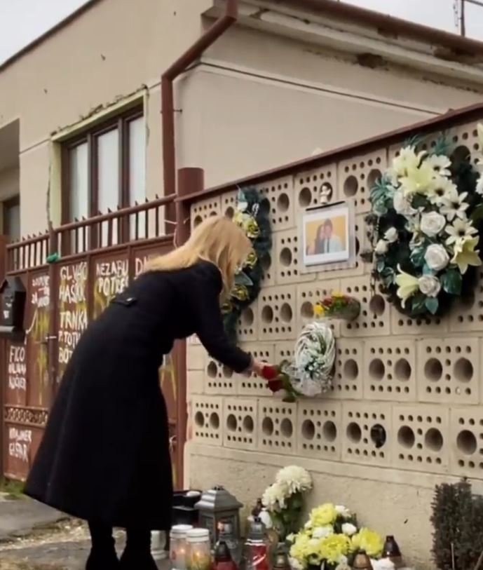 Slovenská prezidenta Zuzana Čaputová uctila památku zavražděného novináře Jána Kuciaka (21.2.2022)